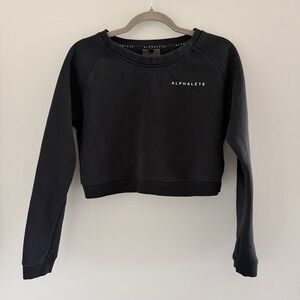 Alphalete Womens Proud But Never Satisfied Cropped Sweatshirt Black Small S